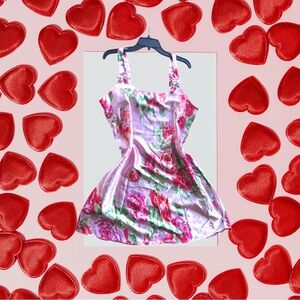 Elegant Floral Women's Dress in Pink and Green